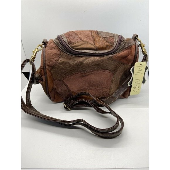 Milano Womens Baguette Bags Brown Patchwork - Picture 1 of 11